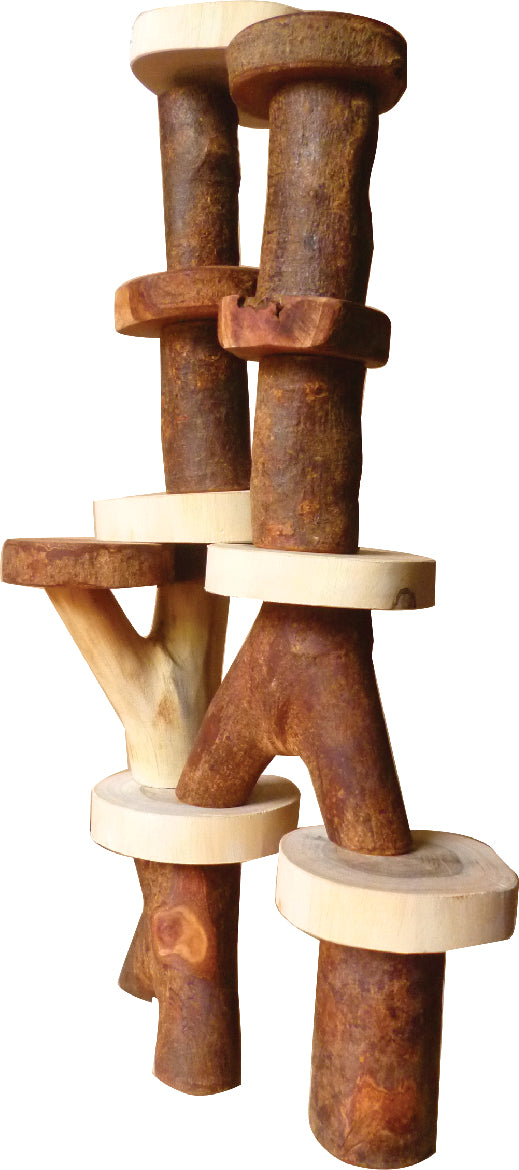 Qtoys Wooden Balancing Tree Stacking Game for Kids – Natural Timber Logic Toy