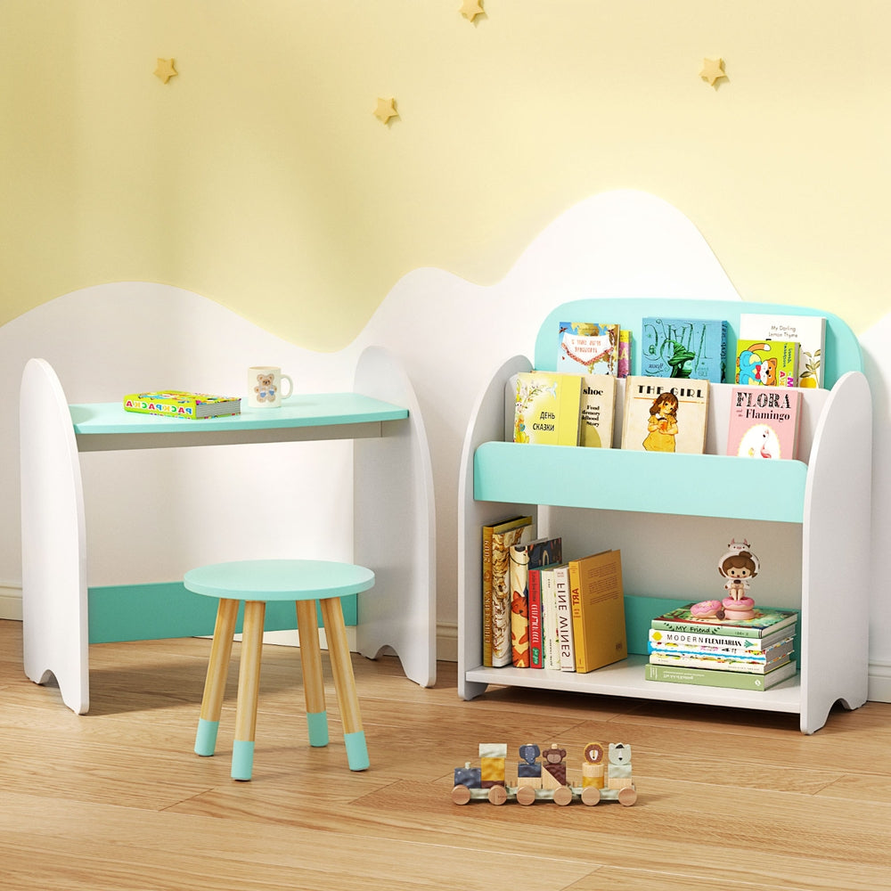 Kids Bookshelf Desk and Chair Set 2 in 1 Toy Storage Organiser