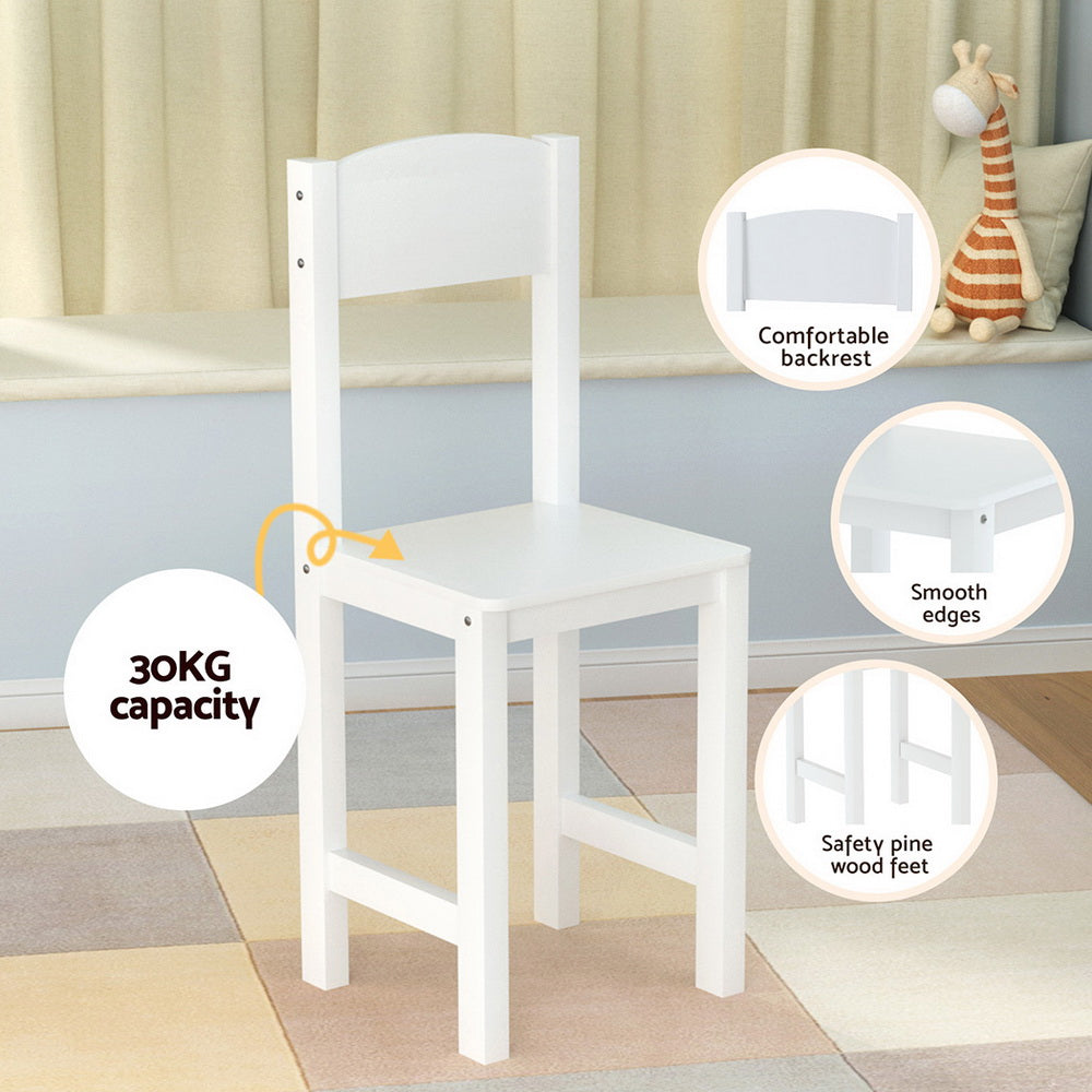 Kids Study Desk and Chair Set with Storage Cabinet Wooden Activity Table White