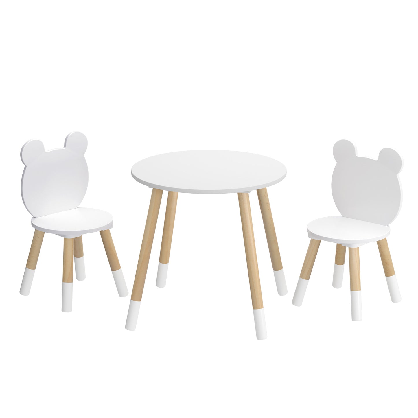 Kids Table and 2 Chairs Set Wooden Activity Play Study Desk White