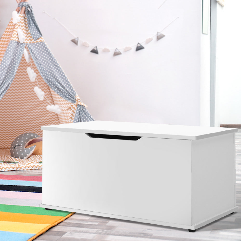 Wooden Toy Storage Chest with Safety Lid | Montessori Playroom Storage