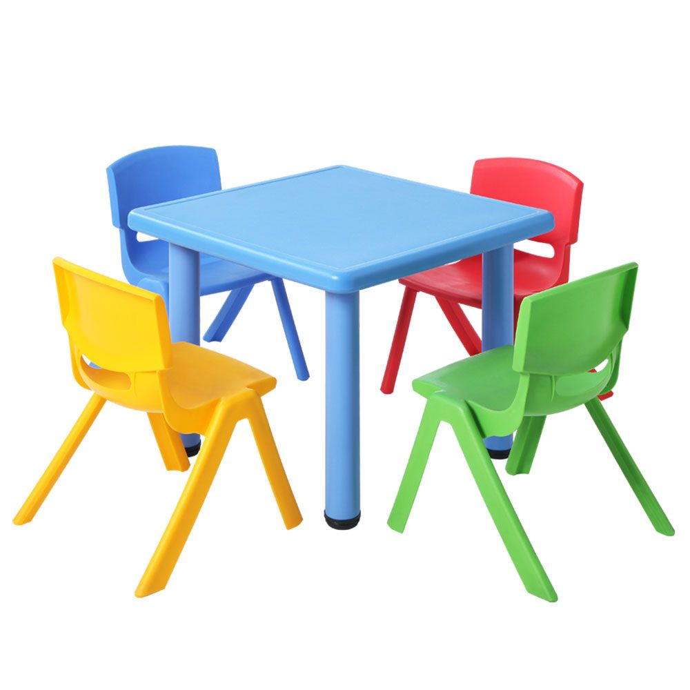 5 Piece Kids Table & Chair Set – Indoor Outdoor Play Table with 4 Chairs
