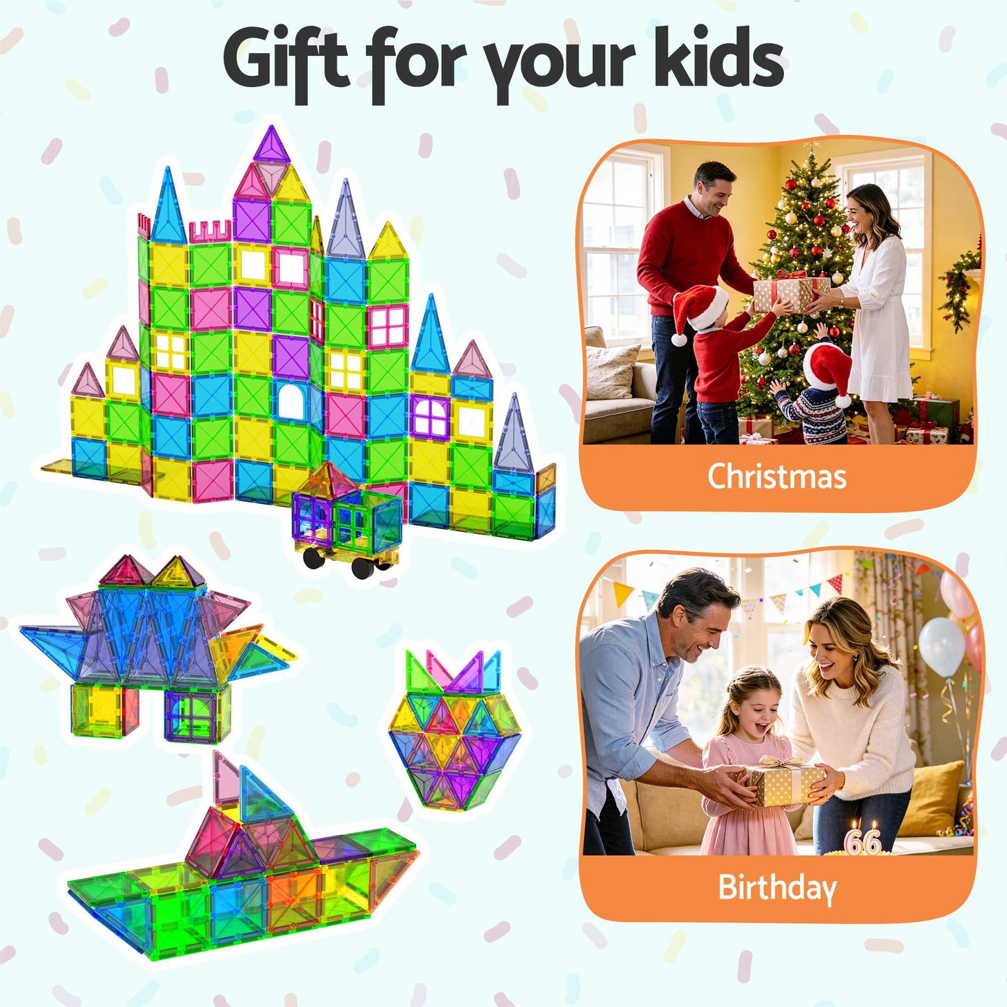 Keezi 120PCS Magnetic Tiles STEM Building Set for Kids