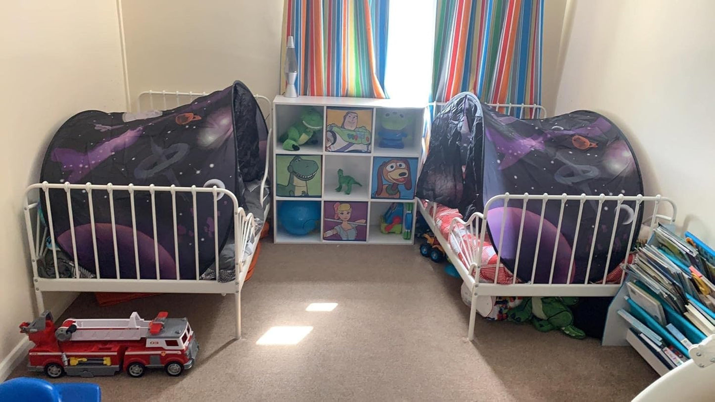 Kids Pop Up Bed Tent for Single Beds – Space Adventure Sleep Tent