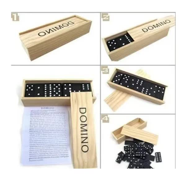 Traditional Wooden Domino Set – 28 Piece Family Board Game with Storage Case