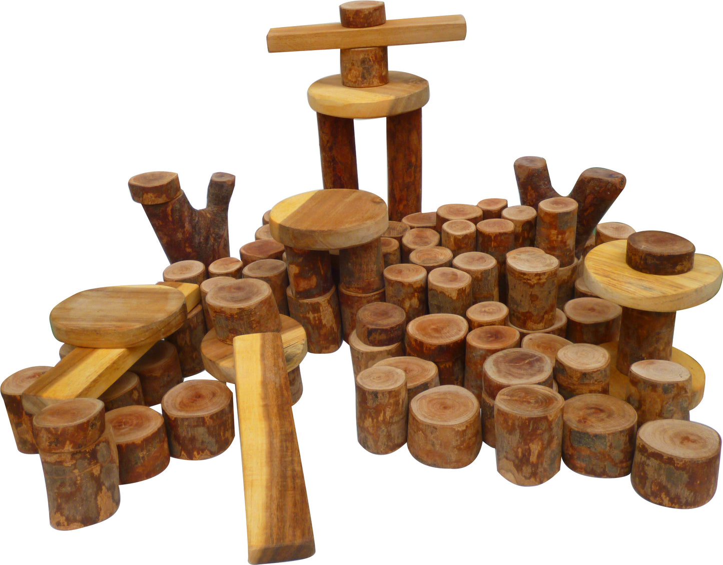 Montessori Tree Blocks Set – 106 Piece Natural Wooden Building Blocks