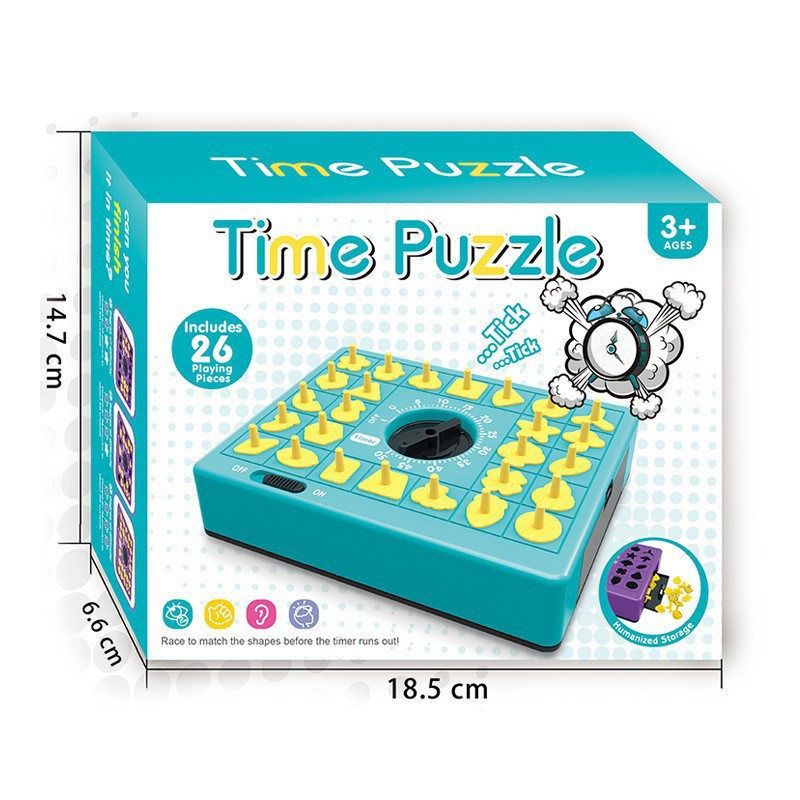 Montessori Time Puzzle Shape Matching Game for Kids – Educational Memory & Logic Board Game with Timer