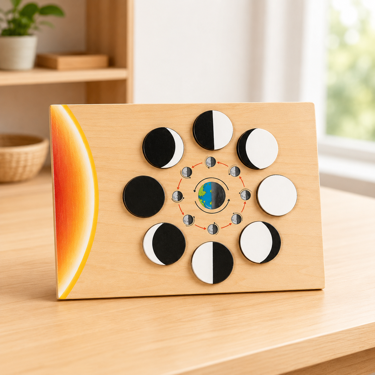 Wooden Moon Phase Matching Puzzle – Educational Cognitive Learning Toy for Kids