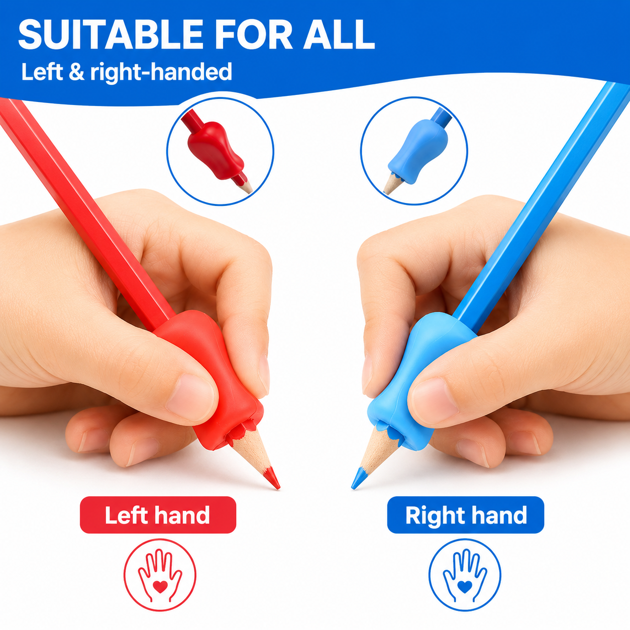 12-Pack Silicone Pencil Grips for Kids