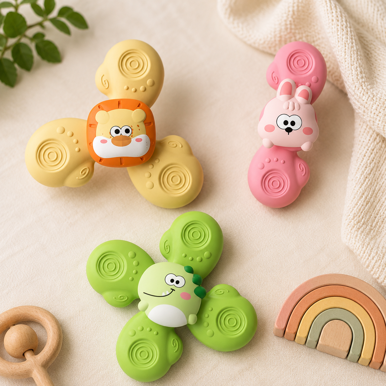 3PCS Suction Spinner Toys – Sensory Fidget Spinning Toys for Toddlers