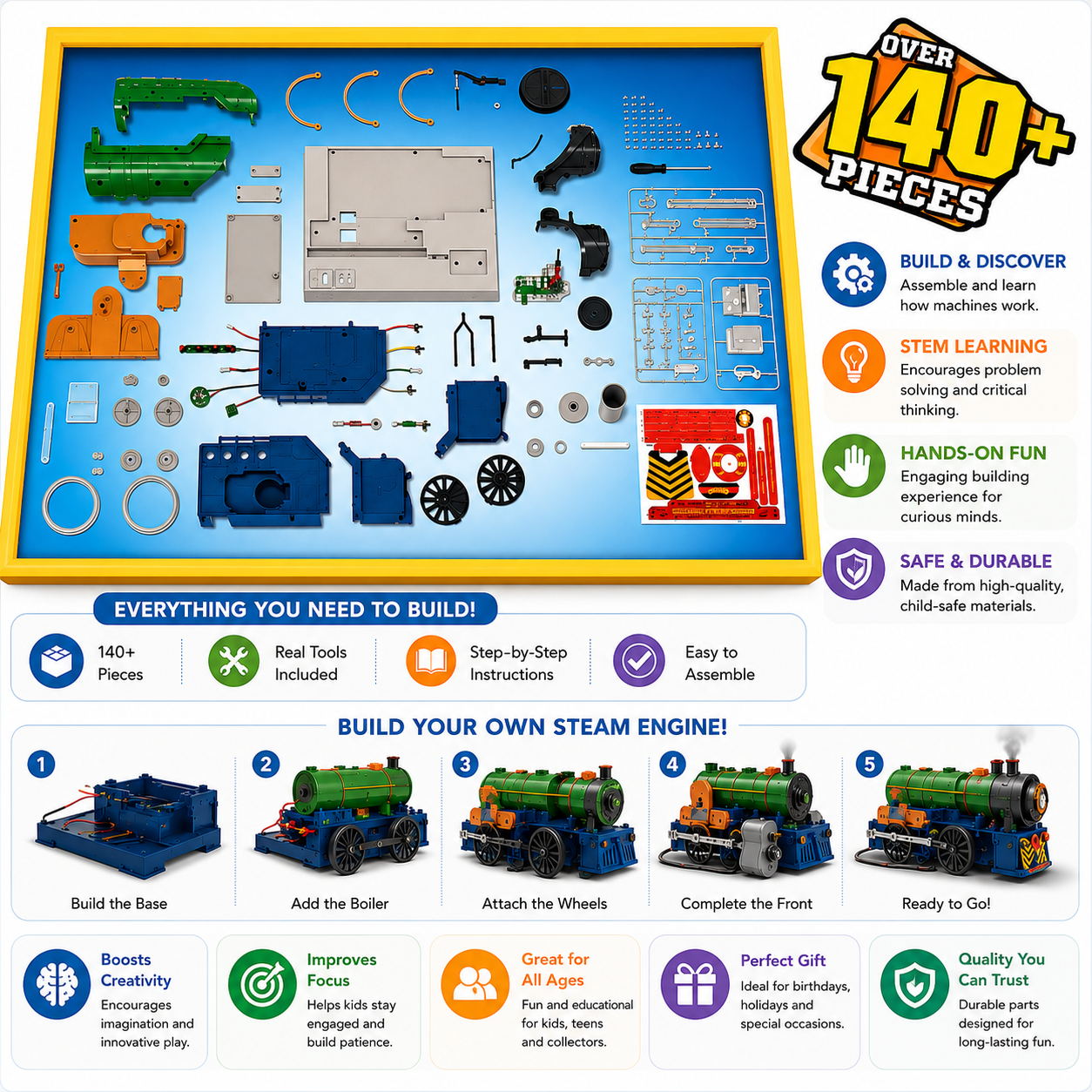 Stemnex Amazing Steam Engine STEM Toy Build Your Own Educational Construction Kit