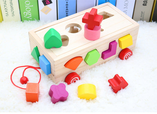 Wooden Shape Sorting Set – Cognitive, Sensory & Fine Motor Development Toy (Ages 1–2)