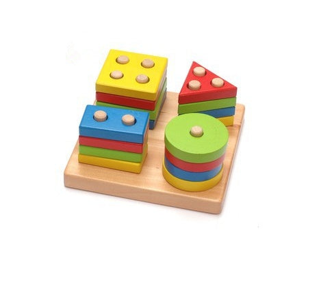 Wooden Shape Stacking Toy – Cognitive, Sensory & Fine Motor Development Toy (Ages 1–2)