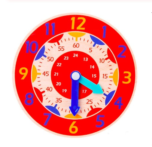 Montessori Wooden Learning Clock – Time Telling & Numeracy Development (Ages 4–8 Years)