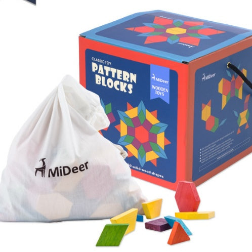 Montessori Wooden Pattern Blocks Set – Fine Motor, Sensory & Cognitive Development (Ages 3–6+ Years)