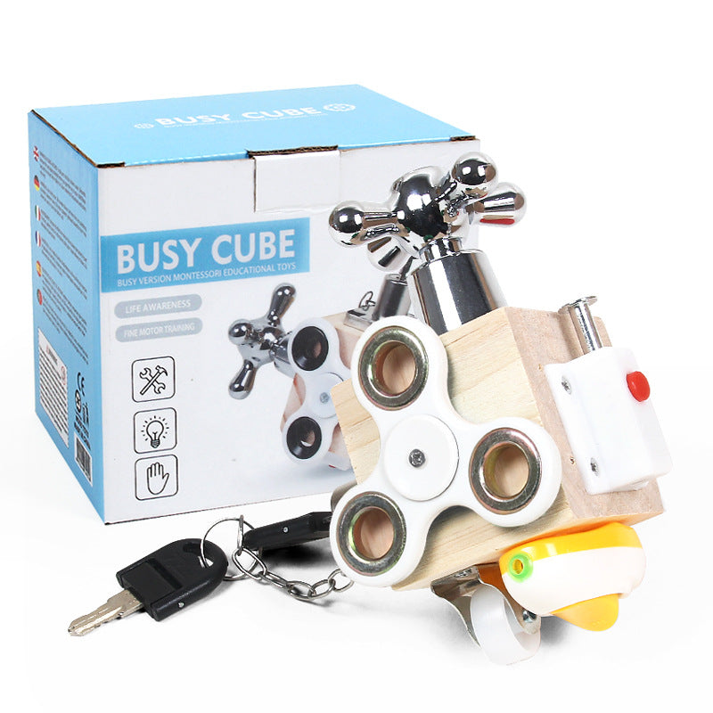 Montessori Sensorial Busy Cube – Fine Motor Coordination & Sensory Regulation (Ages 2–6+)
