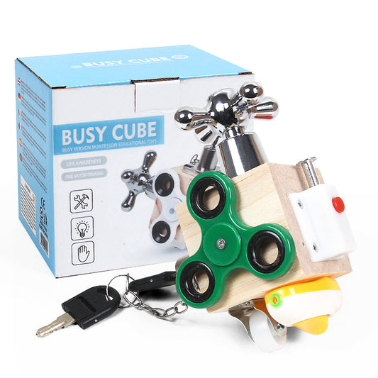 Montessori Sensorial Busy Cube – Fine Motor Coordination & Sensory Regulation (Ages 2–6+)