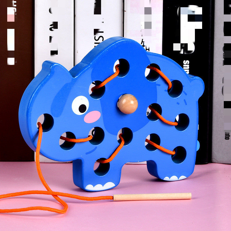 Montessori Wooden Animal Threading Board – Fine Motor & Coordination Development (Ages 3–6 Years)