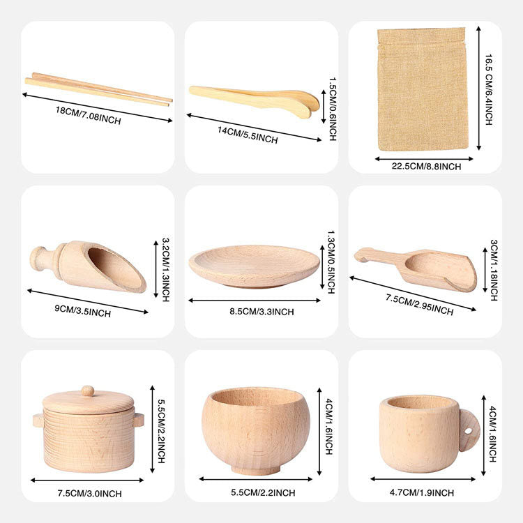 Montessori Practical Life Wooden Kitchen Set – Imaginative Play & Life Skills Development (Ages 3–8 Years)