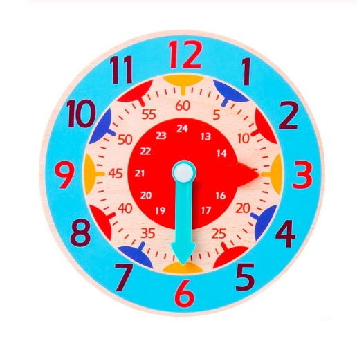 Montessori Wooden Learning Clock – Time Telling & Numeracy Development (Ages 4–8 Years)