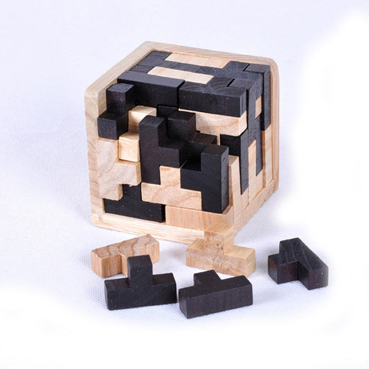 Wooden 3D Cube Puzzle – STEM Cognitive Development Brain Teaser (Ages 6–8)