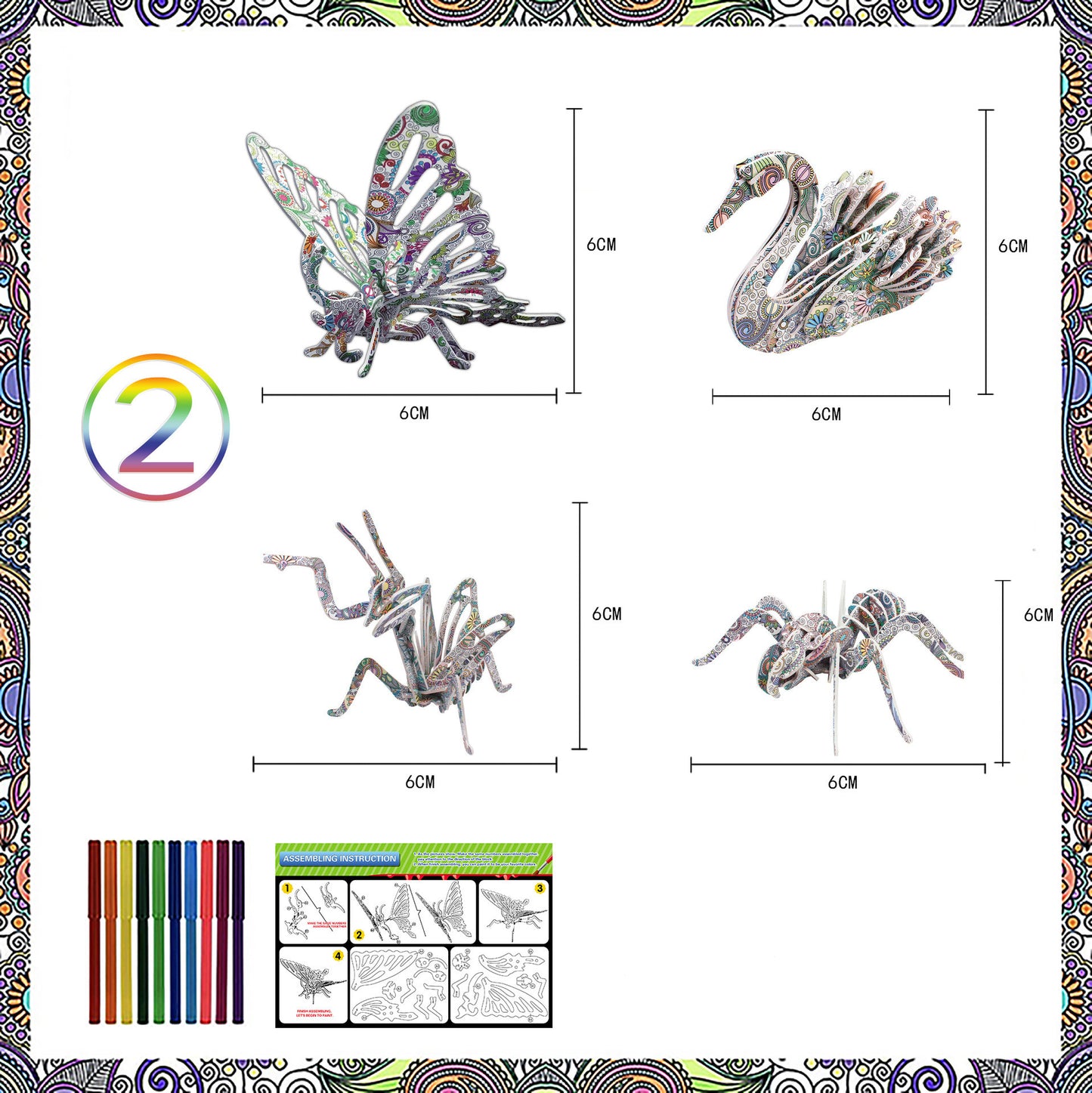 Creative 3D Colouring Craft Set – Creativity, Sensory & Fine Motor Development Activity (Ages 4–8+)