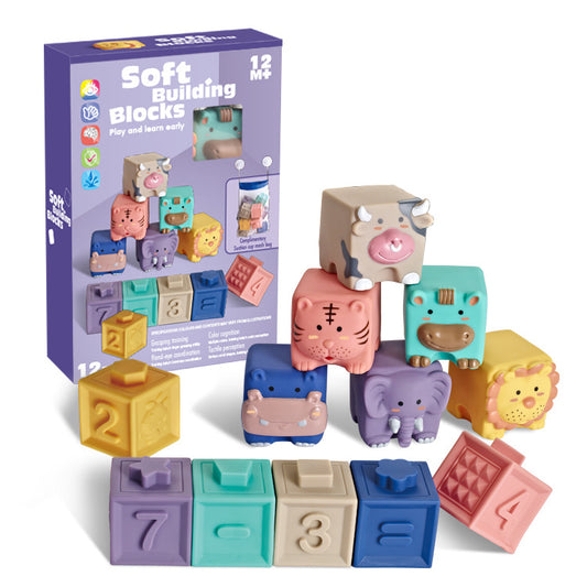 Soft Animal Blocks Set – Sensory, Cognitive & Fine Motor Development (Ages 1–2)