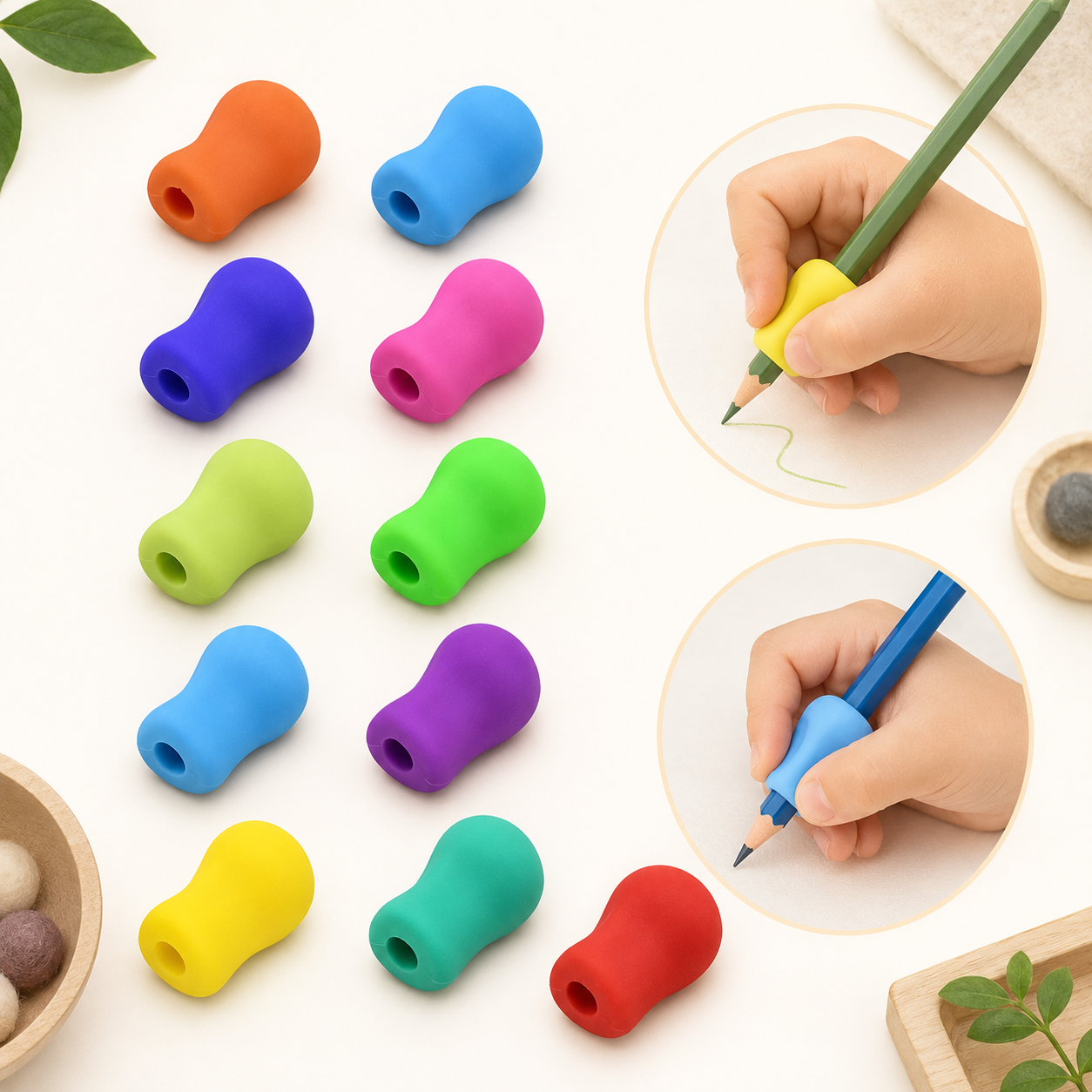 12-Pack Silicone Pencil Grips for Kids