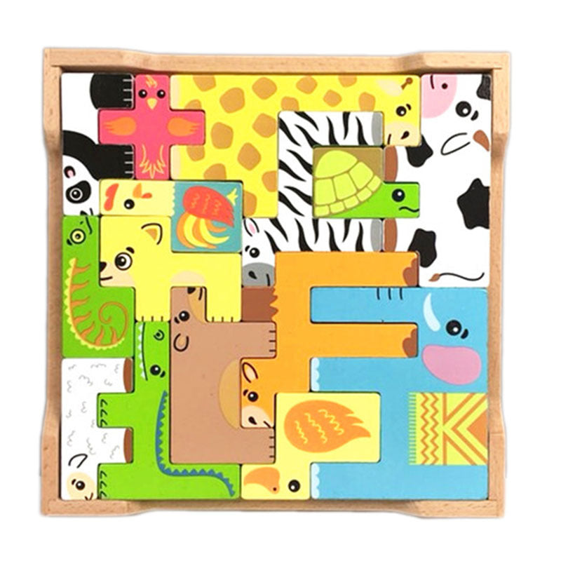 Montessori Animal Block Puzzle – Cognitive Development & Problem-Solving Toy (Ages 4–6)