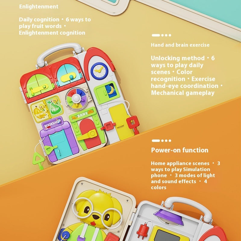 Montessori Busy House Activity Board – Imaginative Play & Fine Motor Development (Ages 1–4 Years)