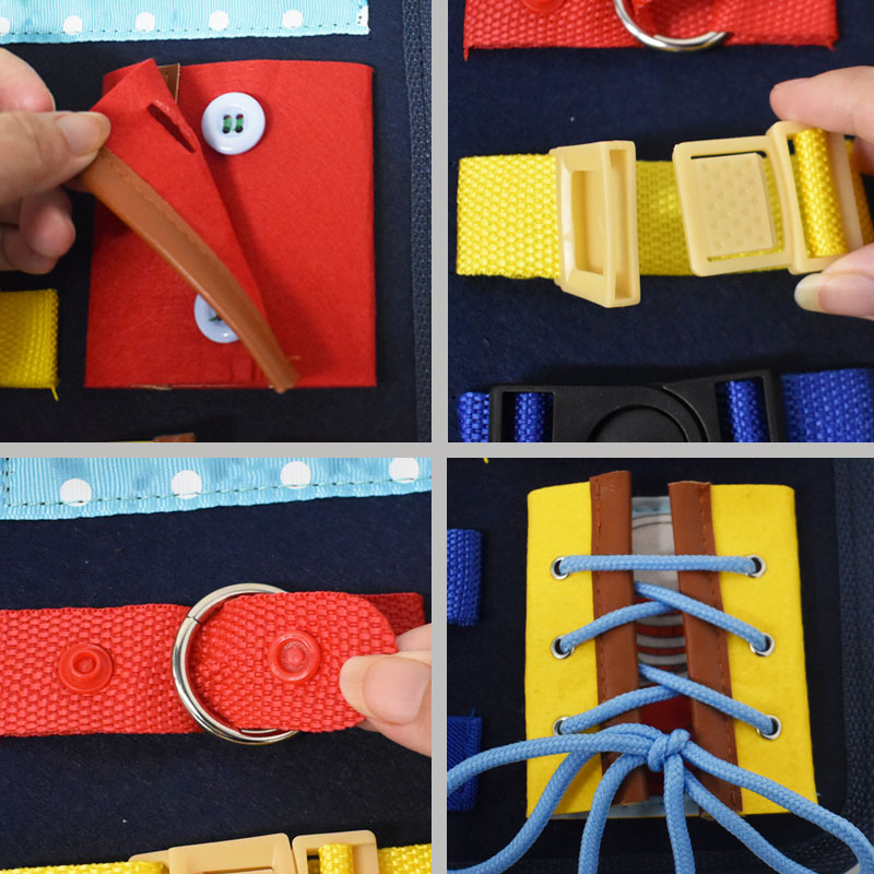 Practical Life Fine Motor Skills Board – Self-Dressing & Coordination Development (Ages 3–6+ Years)