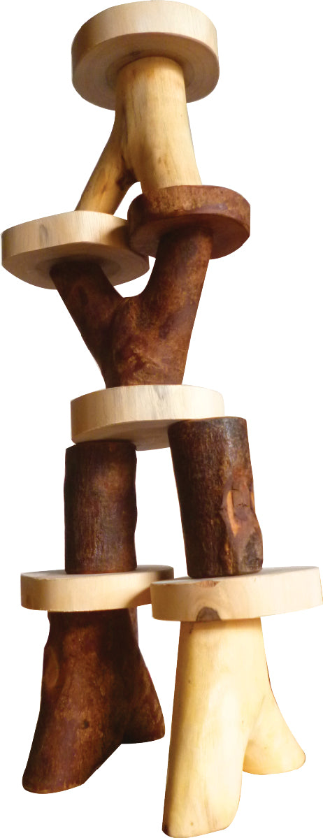 Qtoys Wooden Balancing Tree Stacking Game for Kids – Natural Timber Logic Toy