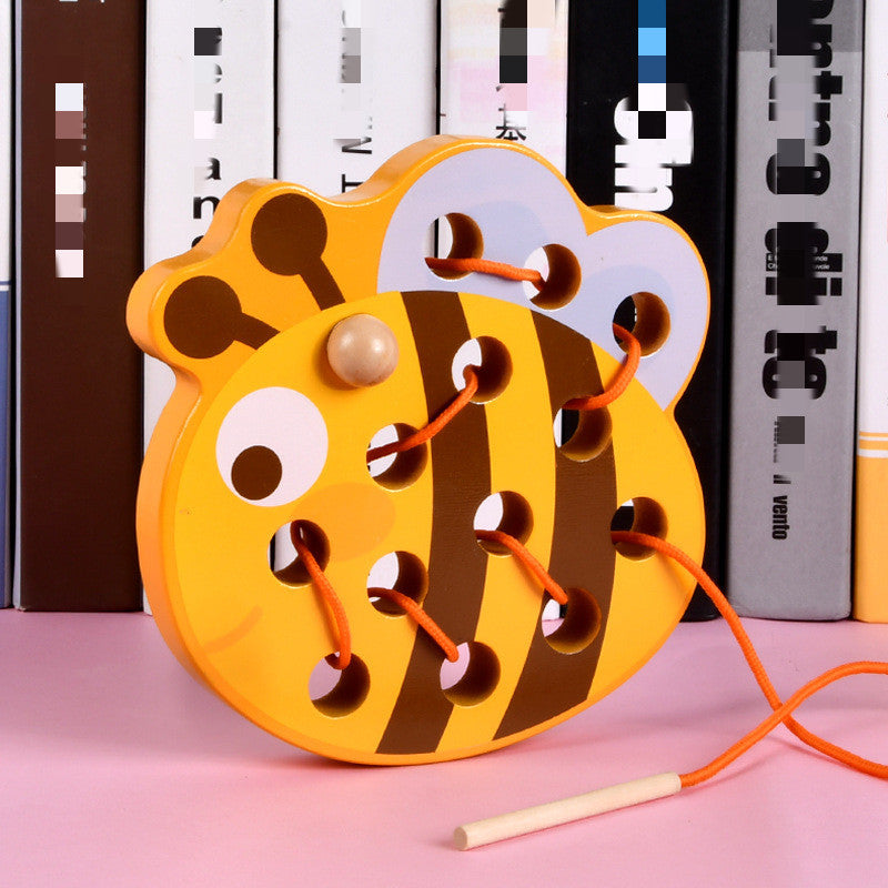 Montessori Wooden Animal Threading Board – Fine Motor & Coordination Development (Ages 3–6 Years)