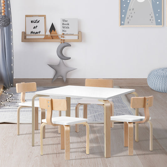 5PCS Kids Table and Chairs Set Wooden Activity Play Desk Furniture