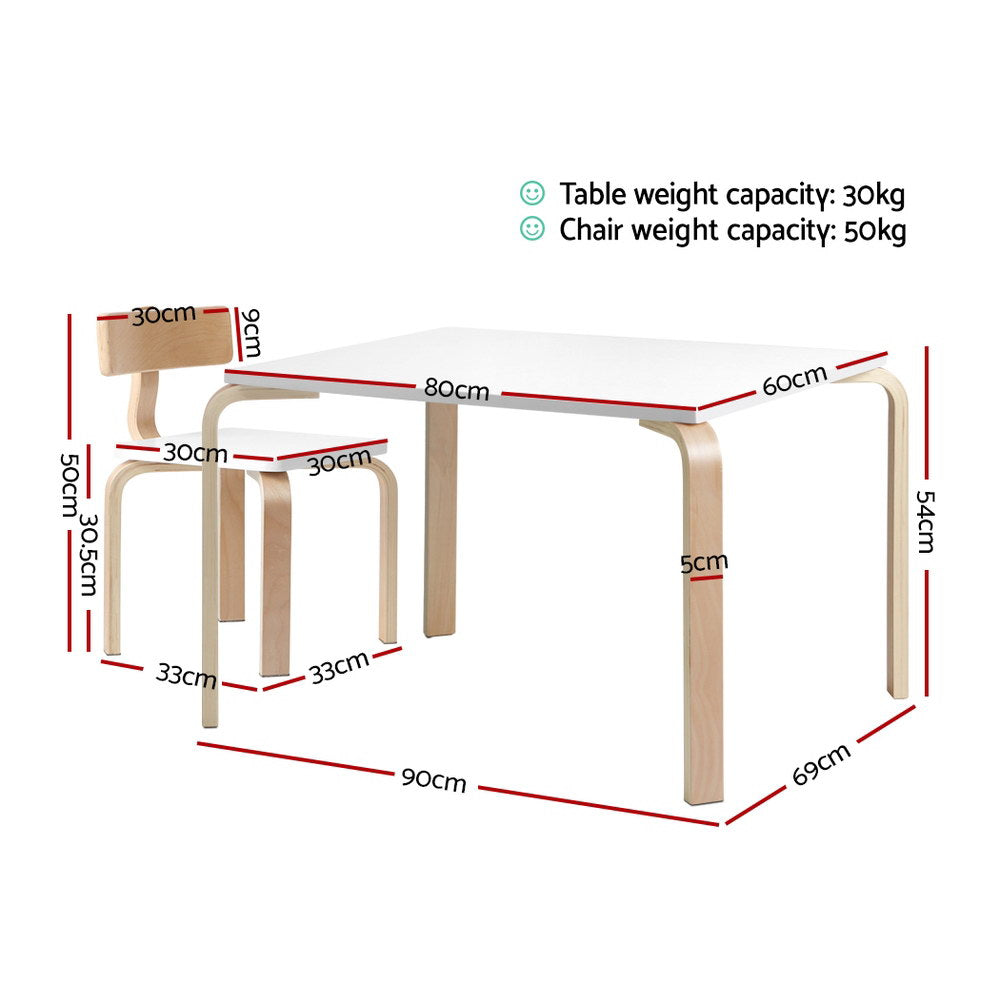 5PCS Kids Table and Chairs Set Wooden Activity Play Desk Furniture