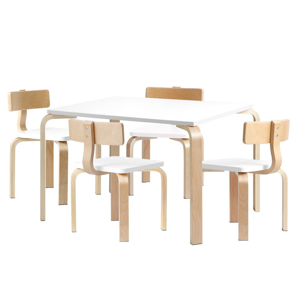 5PCS Kids Table and Chairs Set Wooden Activity Play Desk Furniture