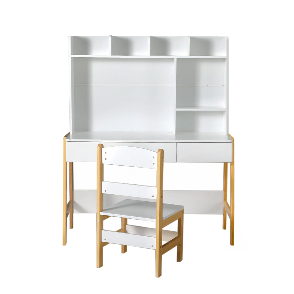 Kids Storage Desk & Chair Set – Wooden Study Table with Drawer & Shelves