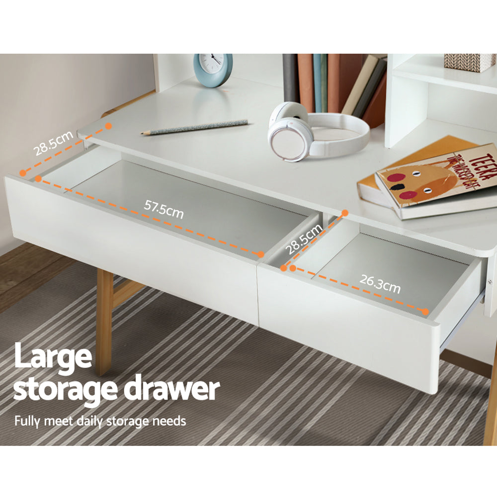 Kids Storage Desk & Chair Set – Wooden Study Table with Drawer & Shelves