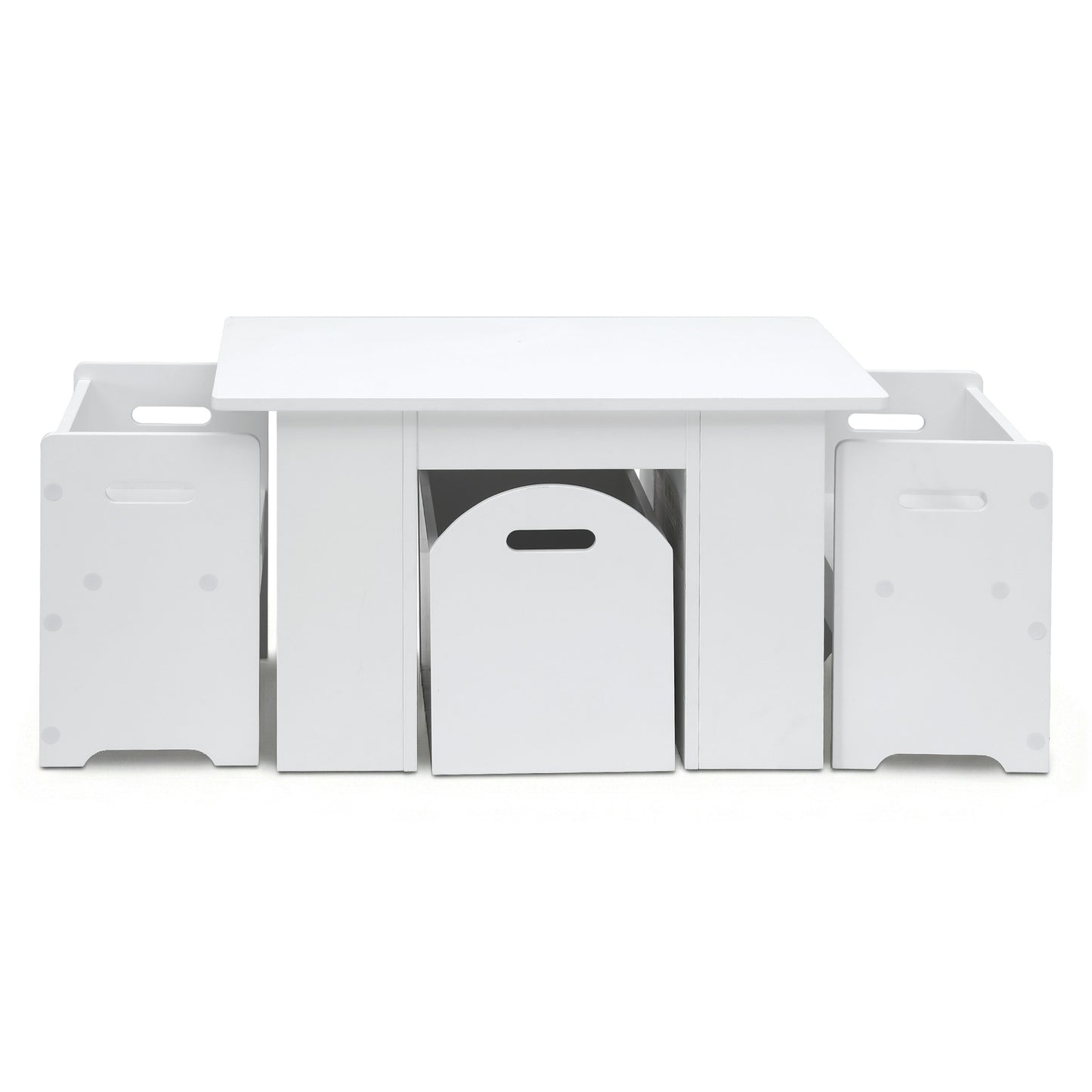 Kids Table & Chair Set with Storage Box – 3 Piece White Activity Desk Set