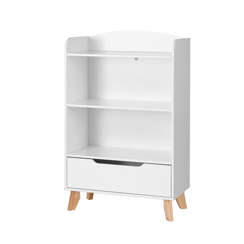3 Tier Kids Bookshelf Storage Shelf with Drawer White