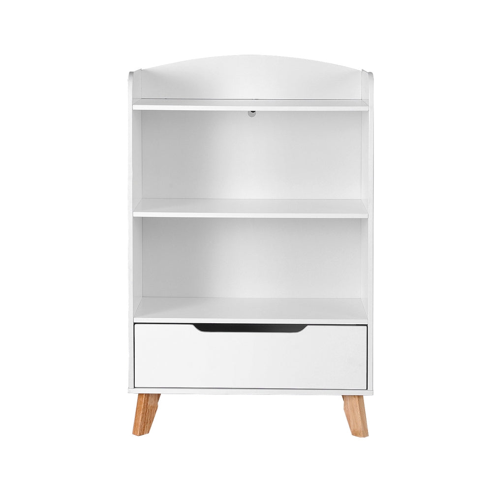 3 Tier Kids Bookshelf Storage Shelf with Drawer White