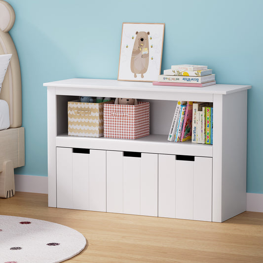 Kids Bookshelf Storage Cabinet with 3 Drawers Toy Organiser White