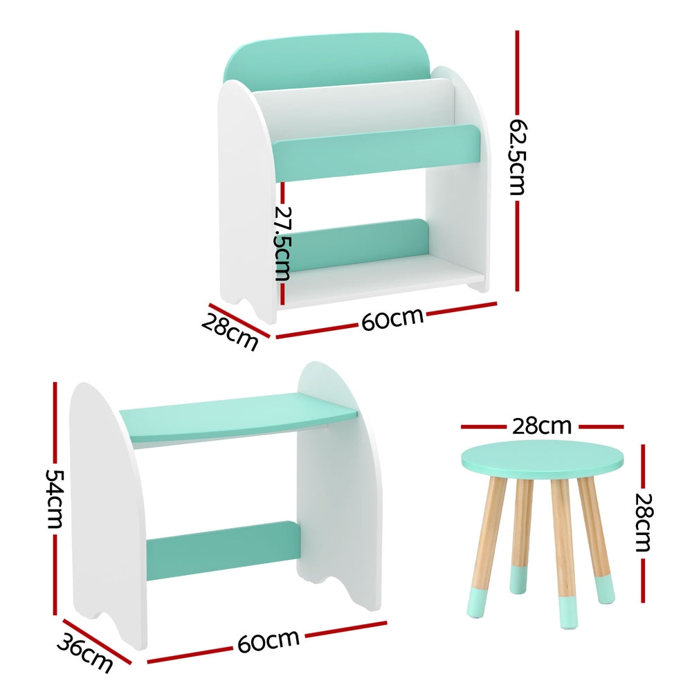 Kids Bookshelf Desk and Chair Set 2 in 1 Toy Storage Organiser