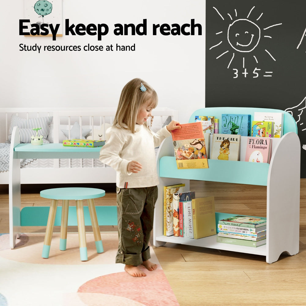 Kids Bookshelf Desk and Chair Set 2 in 1 Toy Storage Organiser