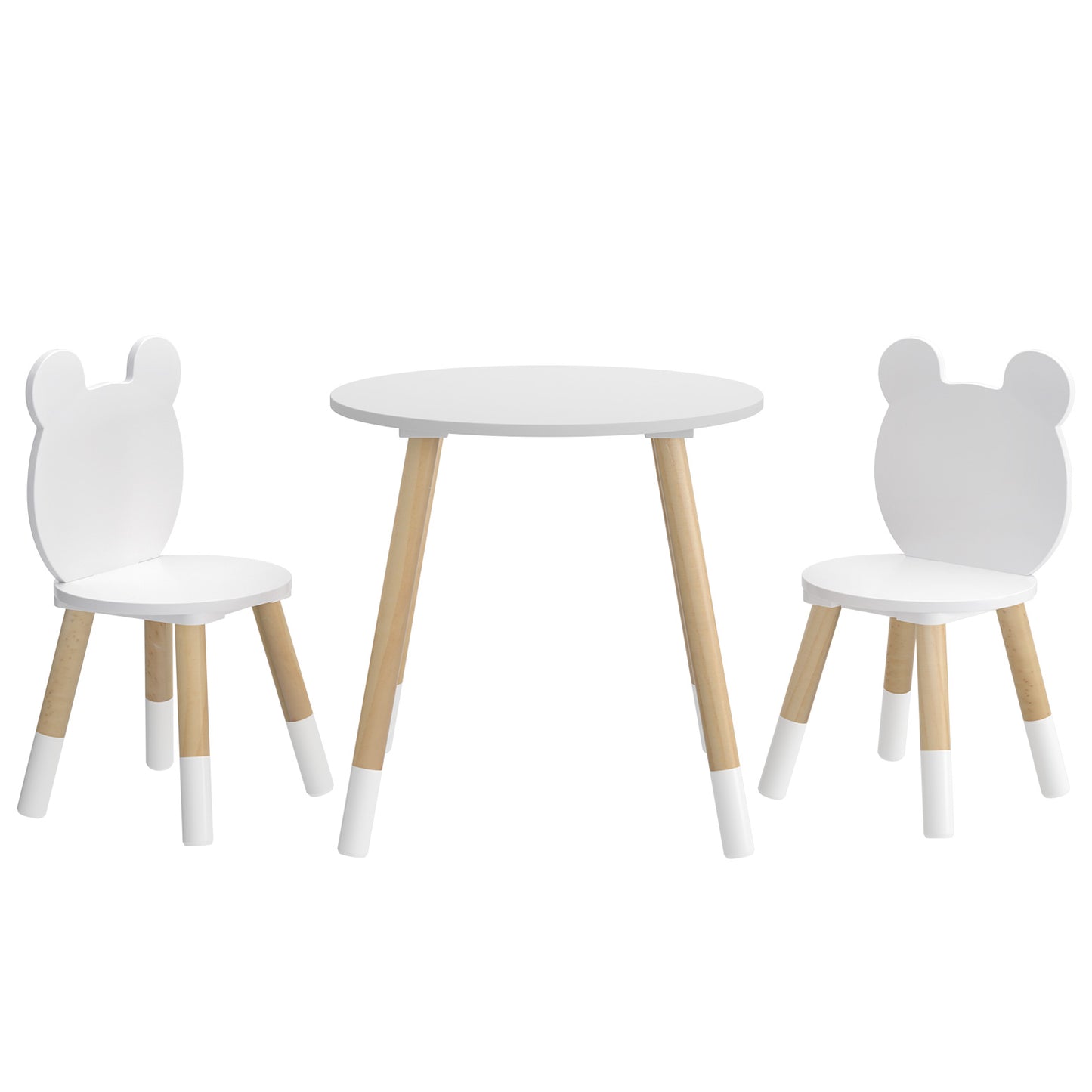 Kids Table and 2 Chairs Set Wooden Activity Play Study Desk White