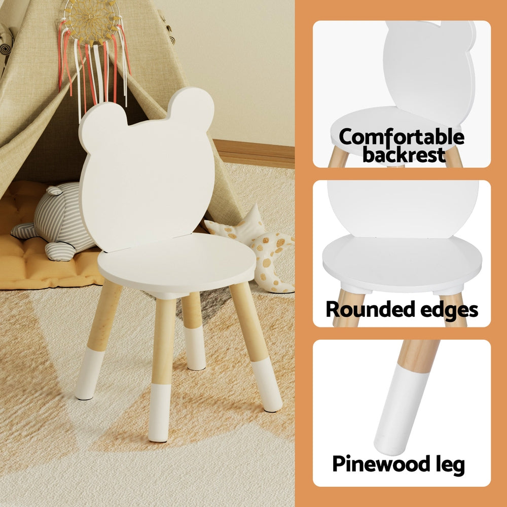 Kids Table and 2 Chairs Set Wooden Activity Play Study Desk White