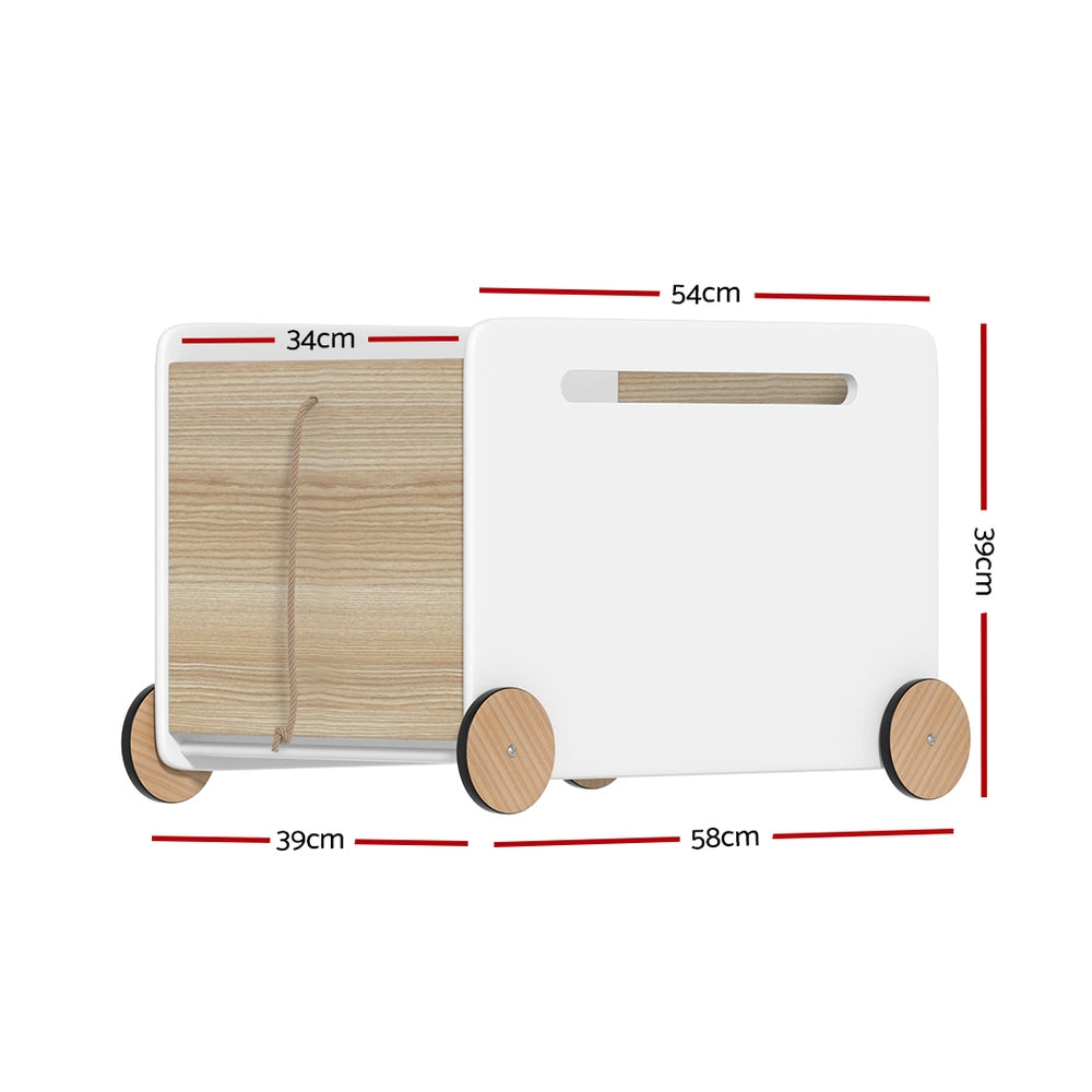 Rolling Wooden Toy Storage Box for Kids | Montessori Playroom Storage