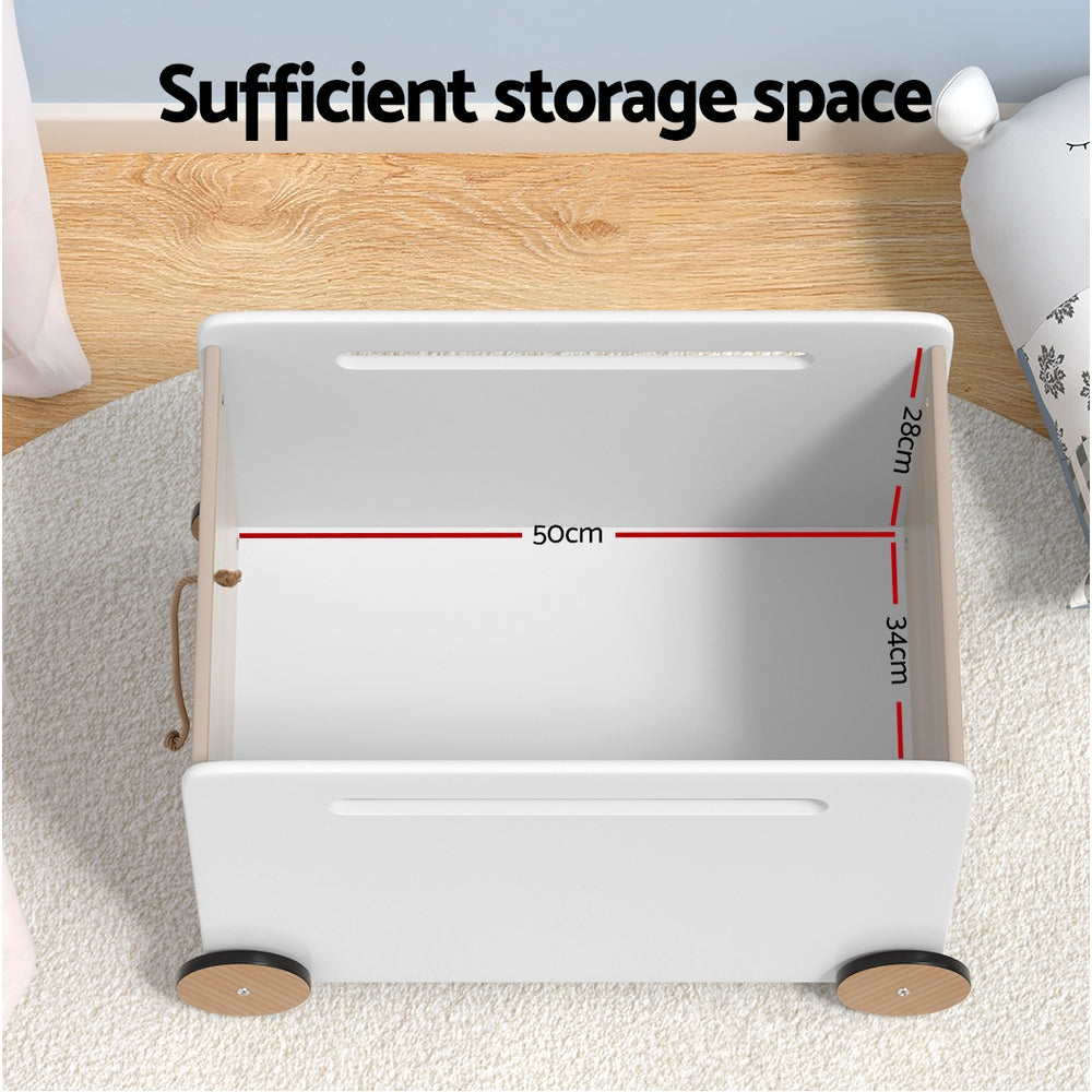 Rolling Wooden Toy Storage Box for Kids | Montessori Playroom Storage