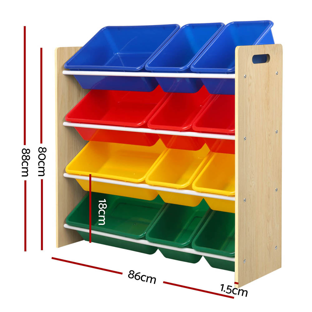 12 Bin Kids Toy Storage Rack Bookshelf Organiser Shelf