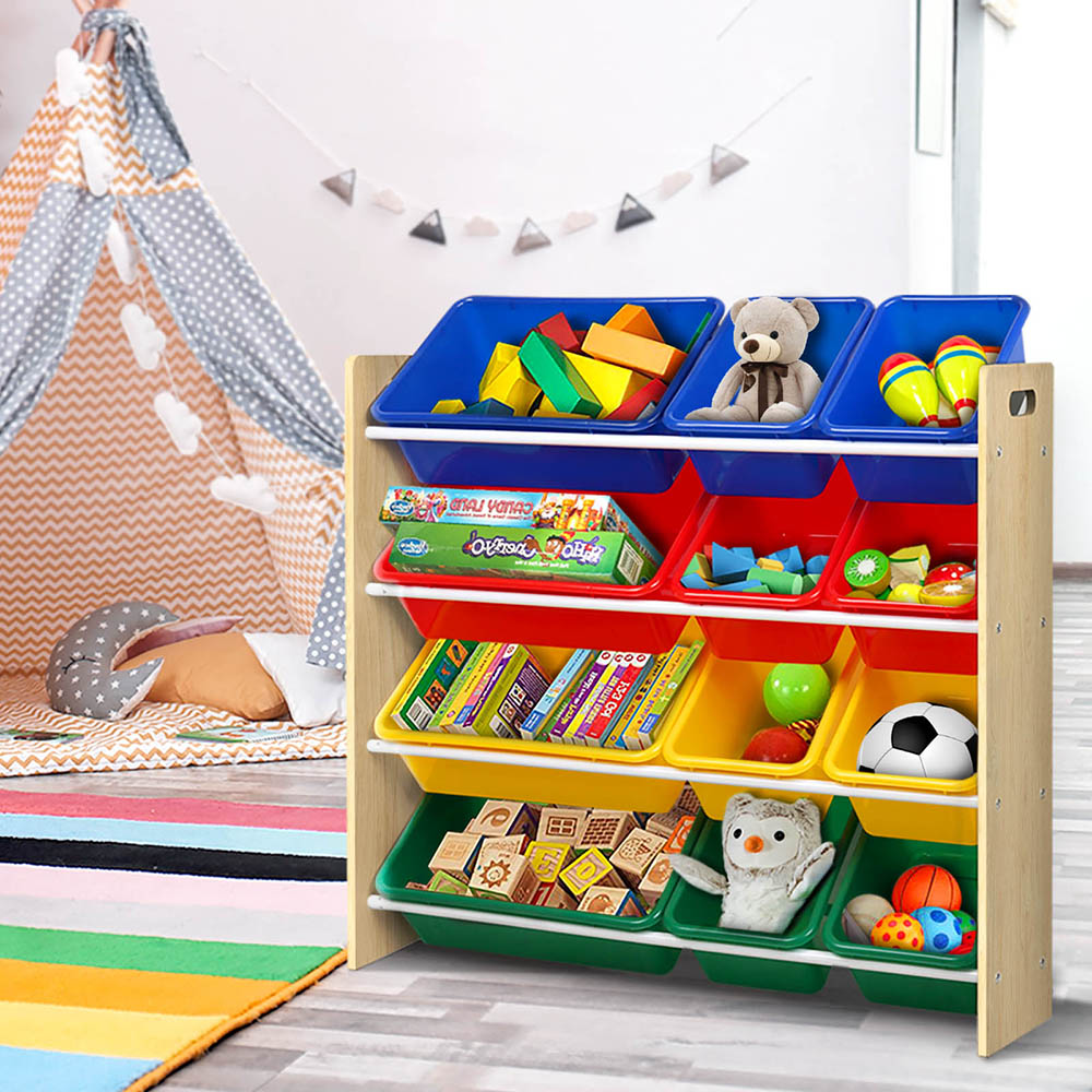 12 Bin Kids Toy Storage Rack Bookshelf Organiser Shelf